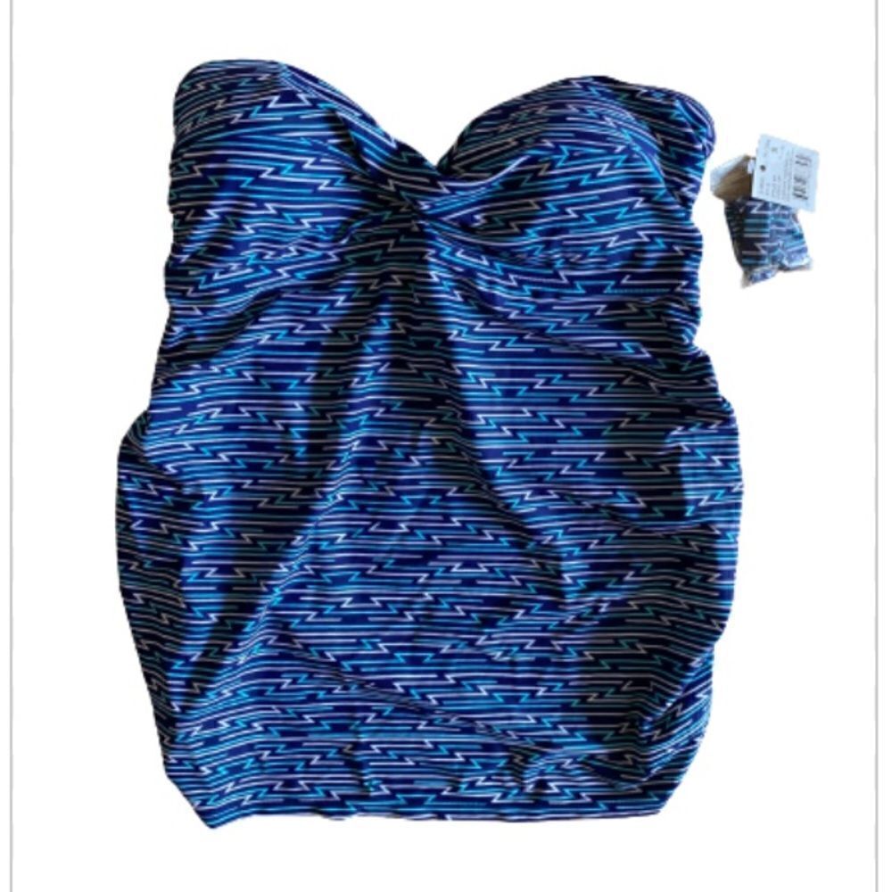 NWT Beach Bump Maternity Swim Tankini Top Blue Print Detachable Strap Size M
